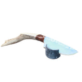 Mule Deer Antler Handle Opalite Blade Ornamental Knife #2864     Mountain Man Knife