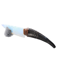 Goat Horn Handle Opalite Blade Ornamental Knife #2156     Mountain Man Knife