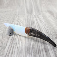 Goat Horn Handle Opalite Blade Ornamental Knife #2156     Mountain Man Knife