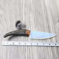 Goat Horn Handle Opalite Blade Ornamental Knife #2156     Mountain Man Knife