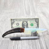 Goat Horn Handle Opalite Blade Ornamental Knife #2156     Mountain Man Knife