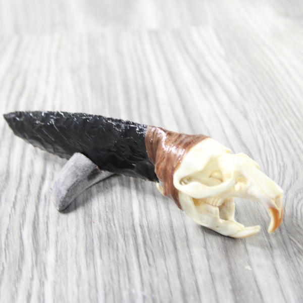 Muskrat Skull Handle Obsidian Blade Ornamental Knife #3256  Mountain Man Knife