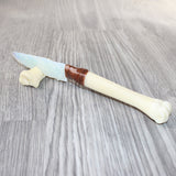 Deer Bone Handle Opalite Blade Ornamental Knife #4064     Mountain Man Knife
