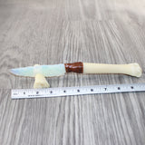 Deer Bone Handle Opalite Blade Ornamental Knife #4064     Mountain Man Knife