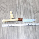 Deer Bone Handle Opalite Blade Ornamental Knife #4064     Mountain Man Knife