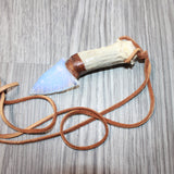 Antler Crown Handle  Opalite  Blade Knife Necklace  #5165  Mountain Man Necklace