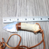 Antler Crown Handle  Opalite  Blade Knife Necklace  #5165  Mountain Man Necklace