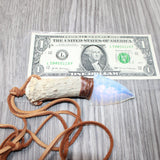 Antler Crown Handle  Opalite  Blade Knife Necklace  #5165  Mountain Man Necklace