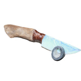 Hair-on Deer Bone Handle Opalite Blade Ornamental Knife #4165     Mountain Man Knife