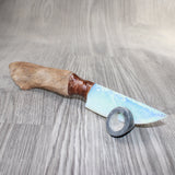 Hair-on Deer Bone Handle Opalite Blade Ornamental Knife #4165     Mountain Man Knife