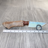 Hair-on Deer Bone Handle Opalite Blade Ornamental Knife #4165     Mountain Man Knife