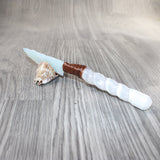 Selenite Spiral Handle Opalite Blade Ornamental Knife #3165     Mountain Man Knife