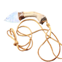 Grapevine Wood Handle  Opalite Blade Knife Necklace  #6356  Mountain Man Necklace