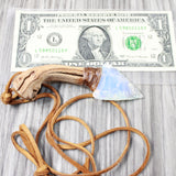 Grapevine Wood Handle  Opalite Blade Knife Necklace  #6356  Mountain Man Necklace