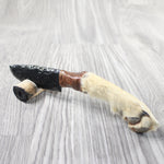 Coyote Foot Handle Obsidian Blade Ornamental Knife #1356  Mountain Man Knife