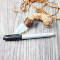 Grapevine Wood Handle Opalite  Blade Knife Necklace  #4556  Mountain Man Necklace