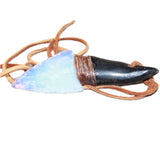 Goat Horn Handle Opalite Blade Knife Necklace  #1765  Mountain Man Necklace