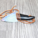 Goat Horn Handle Opalite Blade Knife Necklace  #1765  Mountain Man Necklace