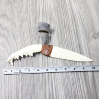 Coyote Jaw Handle Bone Blade Ornamental Knife #1656    Mountain Man Knife