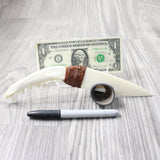 Coyote Jaw Handle Bone Blade Ornamental Knife #1656    Mountain Man Knife