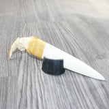 Beaver Jaw Handle Bone Blade Ornamental Knife #033765    Mountain Man Knife