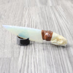 Mink Skull Handle Opalite Blade Ornamental Knife #7756     Mountain Man Knife