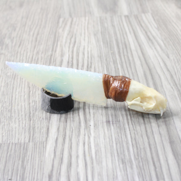Mink Skull Handle Opalite Blade Ornamental Knife #7756     Mountain Man Knife