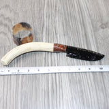Axis Deer Antler Handle Obsidian Blade Ornamental Knife #0565  Mountain Man Knife