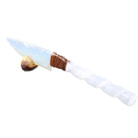 Selenite Spiral Handle Opalite Blade Ornamental Knife #3756     Mountain Man Knife
