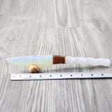 Selenite Spiral Handle Opalite Blade Ornamental Knife #3756     Mountain Man Knife