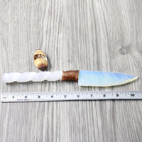 Selenite Spiral Handle Opalite Blade Ornamental Knife #3756     Mountain Man Knife