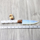 Selenite Spiral Handle Opalite Blade Ornamental Knife #3756     Mountain Man Knife