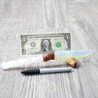 Selenite Spiral Handle Opalite Blade Ornamental Knife #3756     Mountain Man Knife