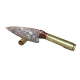 50 Cal Shell Casing Handle Stone Blade Ornamental Knife #0765    Mountain Man Knife