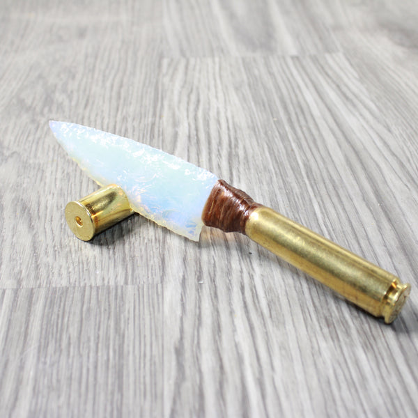 50 Cal Shell Casing Handle Opalite Blade Ornamental Knife #7756     Mountain Man Knife