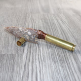 50 Cal Shell Casing Handle Stone Blade Ornamental Knife #0765    Mountain Man Knife