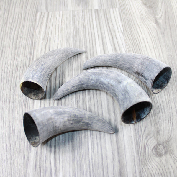4 Raw Unfinished Cow Horn Tips #7647 Natural Colored