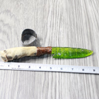 Coyote Foot Handle Glass Blade Ornamental Knife #1856    Mountain Man Knife