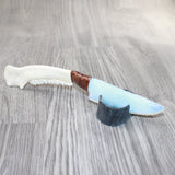 Deer Jaw Handle Opalite Blade Ornamental Knife #2465     Mountain Man Knife