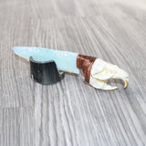 Muskrat Skull Handle Opalite Blade Ornamental Knife #2465     Mountain Man Knife