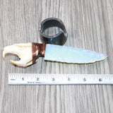 Muskrat Skull Handle Opalite Blade Ornamental Knife #2465     Mountain Man Knife