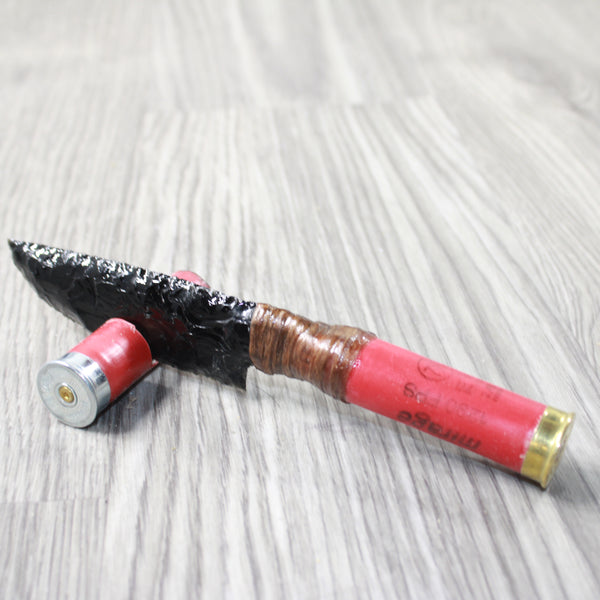 Shotgun Shell Handle Obsidian Blade Ornamental Knife #9956  Mountain Man Knife