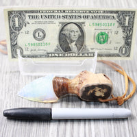 Grapevine Wood Handle  Opalite Blade Knife Necklace  #6056  Mountain Man Necklace