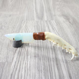 Coyote Jaw Handle Opalite Blade Ornamental Knife #8056     Mountain Man Knife