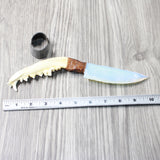 Coyote Jaw Handle Opalite Blade Ornamental Knife #8056     Mountain Man Knife
