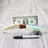 Coyote Jaw Handle Opalite Blade Ornamental Knife #8056     Mountain Man Knife
