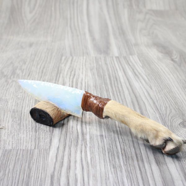 Coyote Foot Handle Opalite Blade Ornamental Knife #7056     Mountain Man Knife