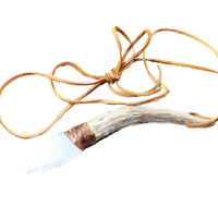 Antler Brow Tine Handle Opalite Blade Knife Necklace  #5157  Mountain Man Necklace