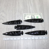5 Obsidian Ornamental Spearheads  #965     Arrowhead
