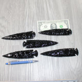 5 Obsidian Ornamental Spearheads  #965     Arrowhead